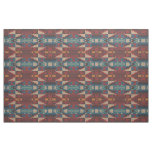 Red Orange Teal Blue Taupe Brown Ethnic Look Fabric