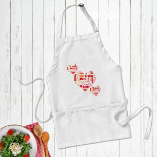 Red & Orange Thank You Word Cloud Hearts Adult Apron