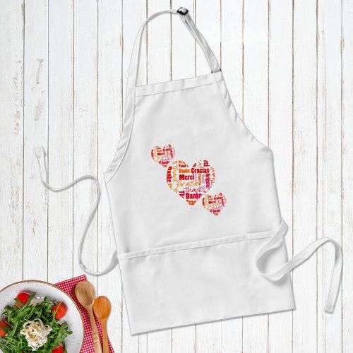 Red  Orange Thank You Word Cloud Hearts Adult Apron