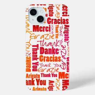Red Orange Thank You Word Typography Collage iPhone 15 Plus Case