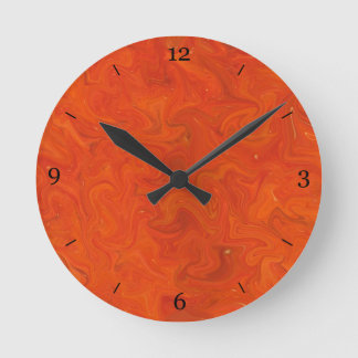 Red Orange Tonal Abstract Swirled Background Round Clock