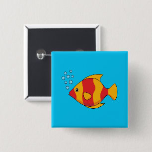 Red Orange Tropical Fish  Button