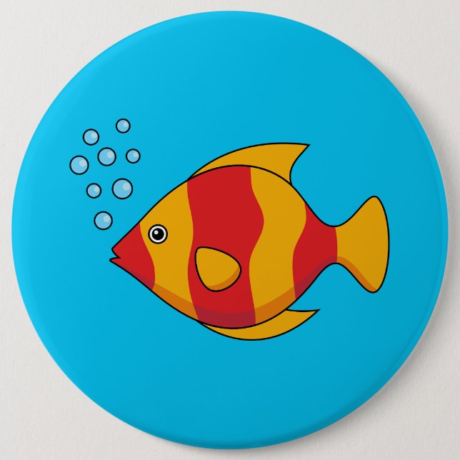 Red Orange Tropical Fish  Button (Front)