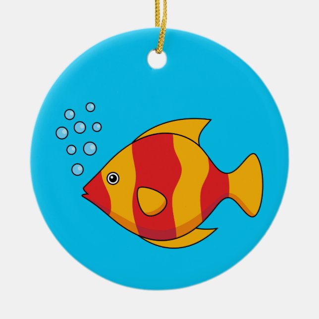 Red Orange Tropical Fish  Ceramic Ornament (Front)
