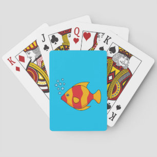 Red Orange Tropical Fish Poker Cards