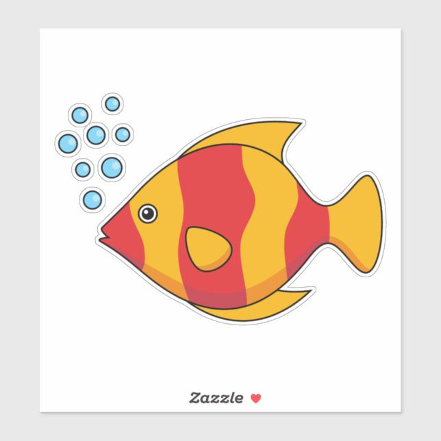 Red Orange Tropical Fish  Sticker (Sheet)