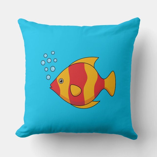Red Orange Tropical Fish  Throw Pillow (Front)