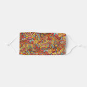 Red Orange Turquoise Teal Blue Floral Paisley Art Adult Cloth Face Mask (Front, Folded)