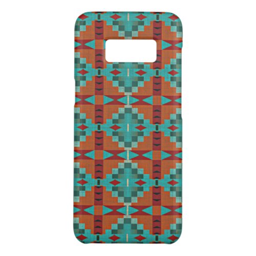 Red Orange Turquoise Teal Rustic Mosaic Pattern Case_Mate Samsung Galaxy S8 Case
