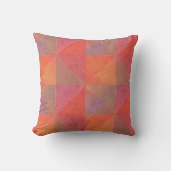 Red Orange Watercolor Triangles Geometric Design Throw Pillow by MHDesignStudio at Zazzle