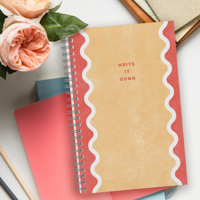 Red Orange Wavy Lines Spiral Journal Notebook (Creator Uploaded)