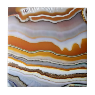 Red Orange White Black Blue Gold Agate Geode Ceramic Tile