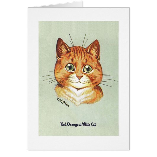 Red Orange & White Cat, Louis Wain Cards (Front)