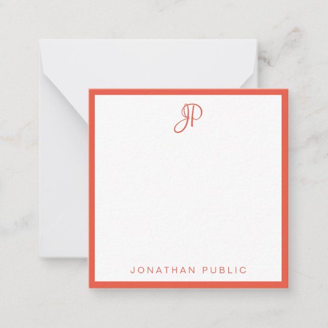 Red Orange White Handwritten Monogram Template (Front)