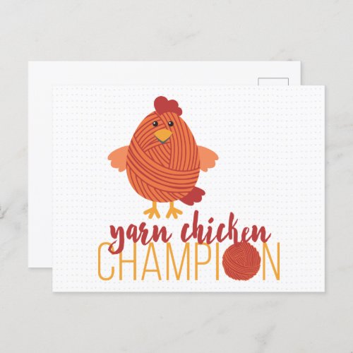 Red  Orange Yarn Chicken Champion Postcard