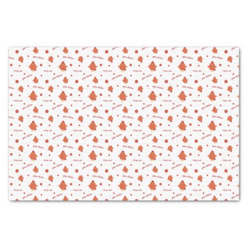 Red  Orange Yarn Chicken Patterned Tissue Paper