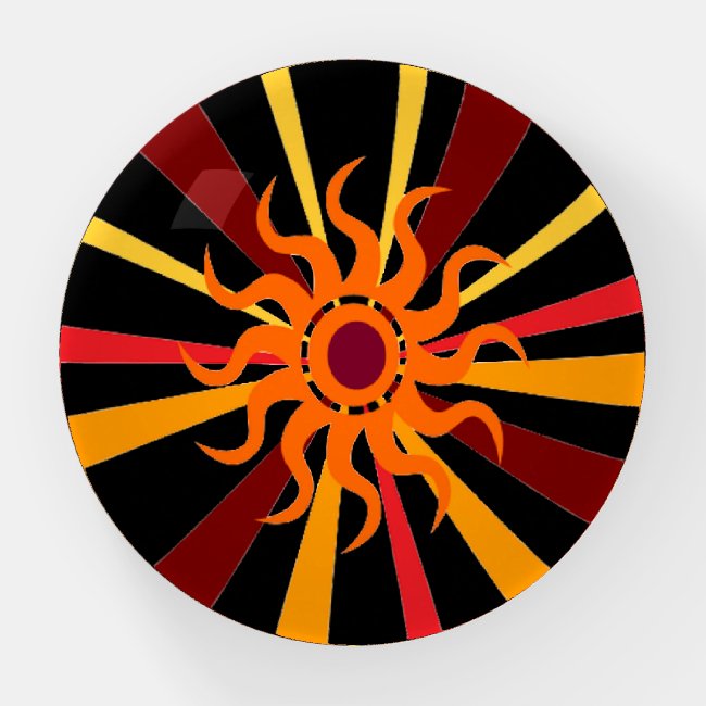 Red Orange Yellow Abstract Sun Glass Paperweight
