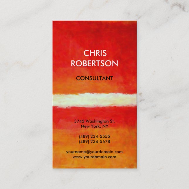 Red Orange Yellow Abstract Trendy Business Card (Front)