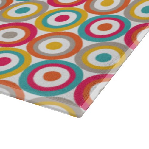 Red Orange Yellow and Teal Retro Circles Cutting Board
