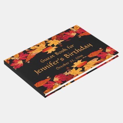 Red Orange Yellow Autumn Birthday Party Guest Book