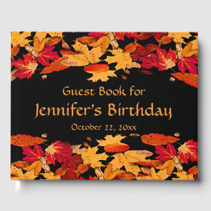 Red Orange Yellow Autumn Birthday Party Guest Book