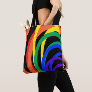 Red Orange Yellow Black Rainbow Abstract Tote Bag