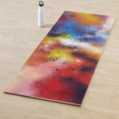Red Orange Yellow Blue Abstract Art Template Yoga Mat