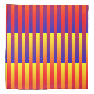 Red Orange Yellow Blue Vertical Stripes Duvet Cover