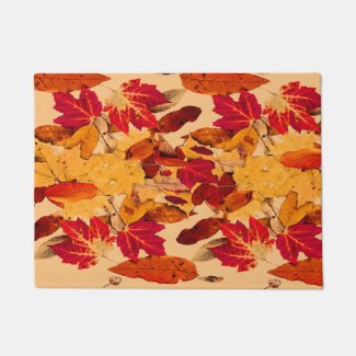 Red Orange Yellow Brown Autumn Leaves Doormat