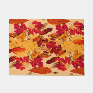 Red Orange Yellow Brown Autumn Leaves Doormat