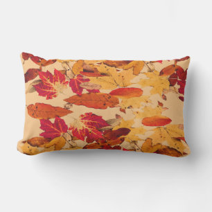 Red Orange Yellow Brown Autumn Leaves Outdoor Pillow