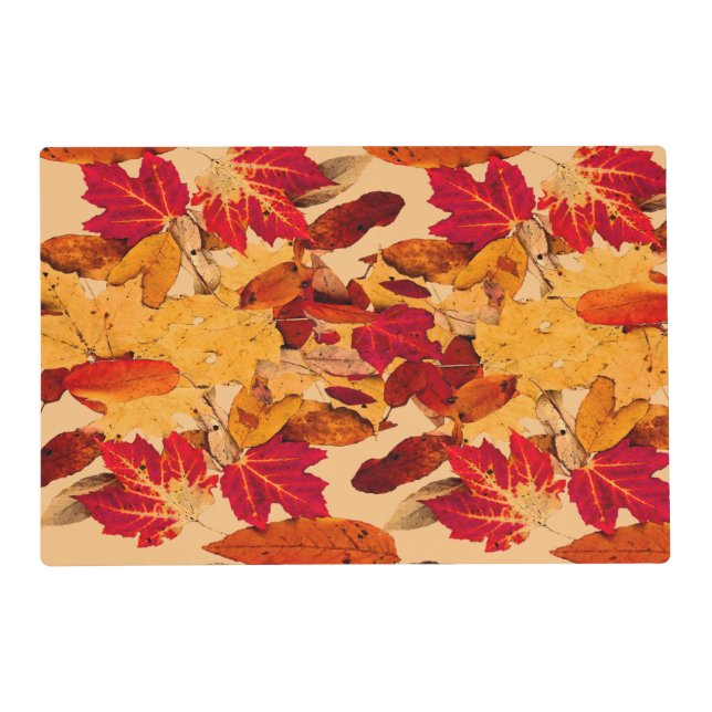 Red Orange Yellow Brown Autumn Leaves Placemat (Front)
