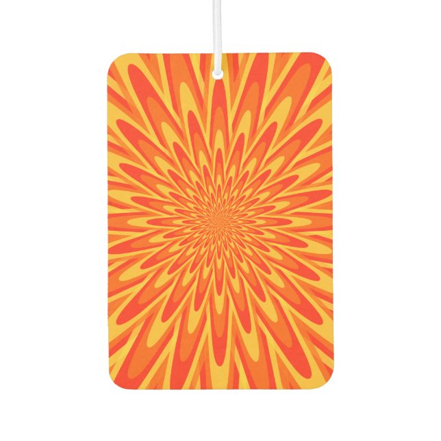 Red, Orange, Yellow Bursting Pattern Air Freshener (Front)