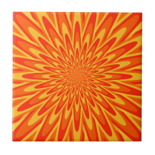 Red, Orange, Yellow Bursting Pattern Photo Tile