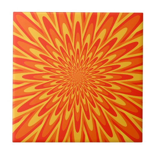 Red Orange Yellow Bursting Pattern Photo Tile