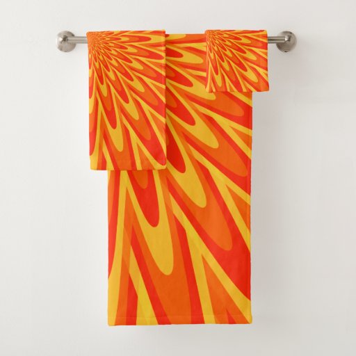 Red, Orange, Yellow Bursting Pattern Towel Set