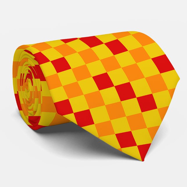 Red Orange Yellow Checkered Pattern Design  Neck Tie (Creator Uploaded)