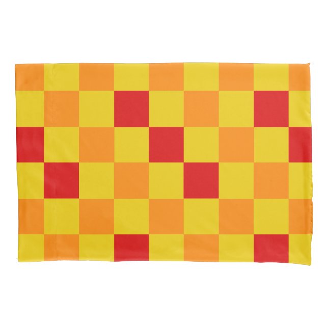 Red Orange Yellow Checkered Pattern Design  Pillow Case (Front)