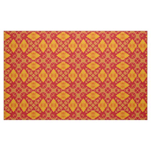 Red Orange & Yellow Elegant Geometric Pattern Fabric