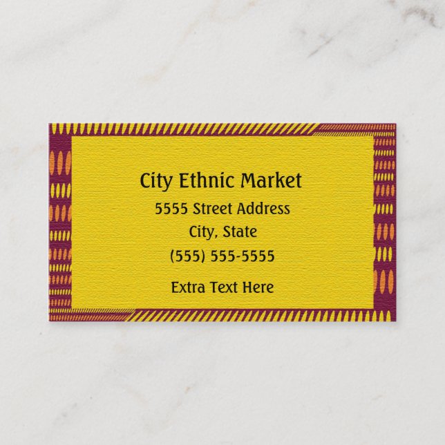 Red Orange Yellow Ethnic Business Card (Front)