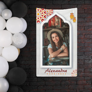 Red Orange Yellow Flower Arabian Night Quinceañer Banner