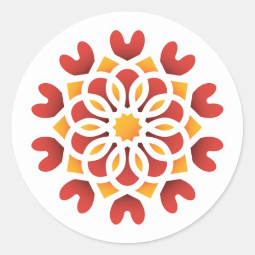 Red Orange Yellow Flower Arabian Night Quinceaera Classic Round Sticker