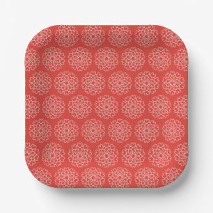Red Orange Yellow Flower Arabian Night Quinceañera Paper Plates
