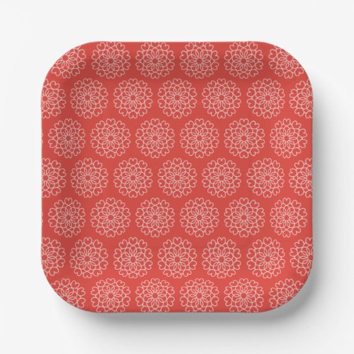 Red Orange Yellow Flower Arabian Night Quinceaera Paper Plates