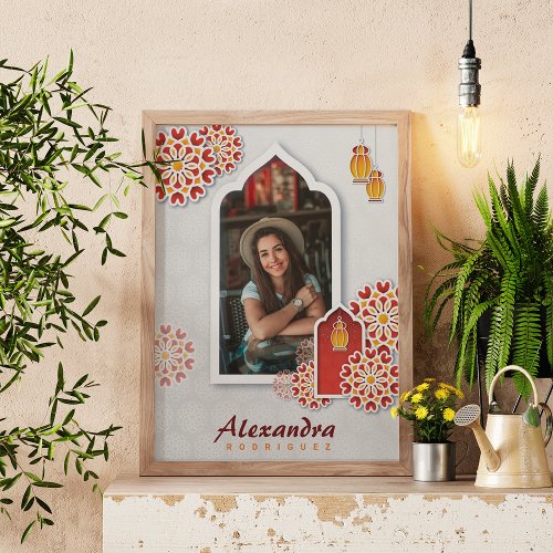 Red Orange Yellow Flower Arabian Night Quinceaera Poster