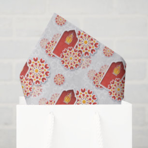 Red Orange Yellow Flower Arabian Night Quinceañera Tissue Paper