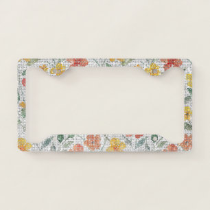 Red Orange Yellow Flowers Sparkle License Plate Frame