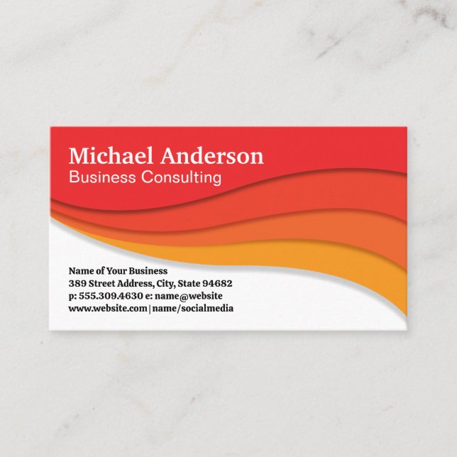 Red Orange Yellow Layered Panels Business Card (Front)