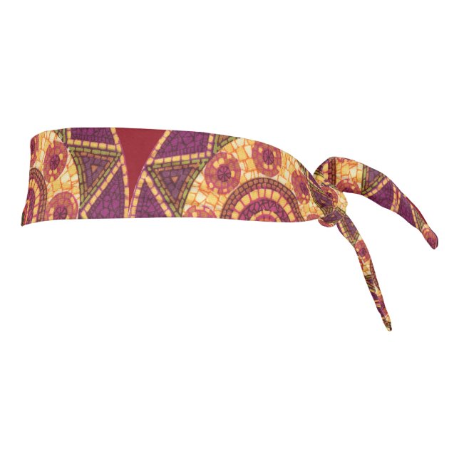 Red Orange Yellow Mosaic Abstract Tie Headband (Rotate 90)