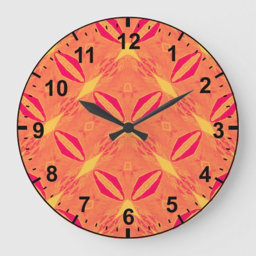 Red Orange Yellow Pattern Large Clock